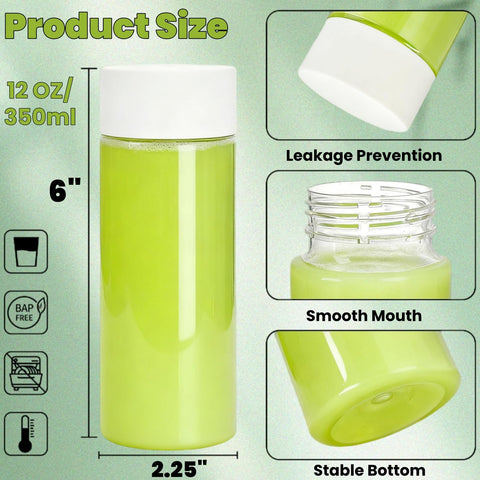 Tlence empty bottles 12oz clear plastic ideal for beverages and crafting on the go.