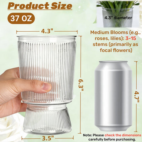 Tlence ribbed plastic vase with fluted texture ideal for wide-mouth arrangements.