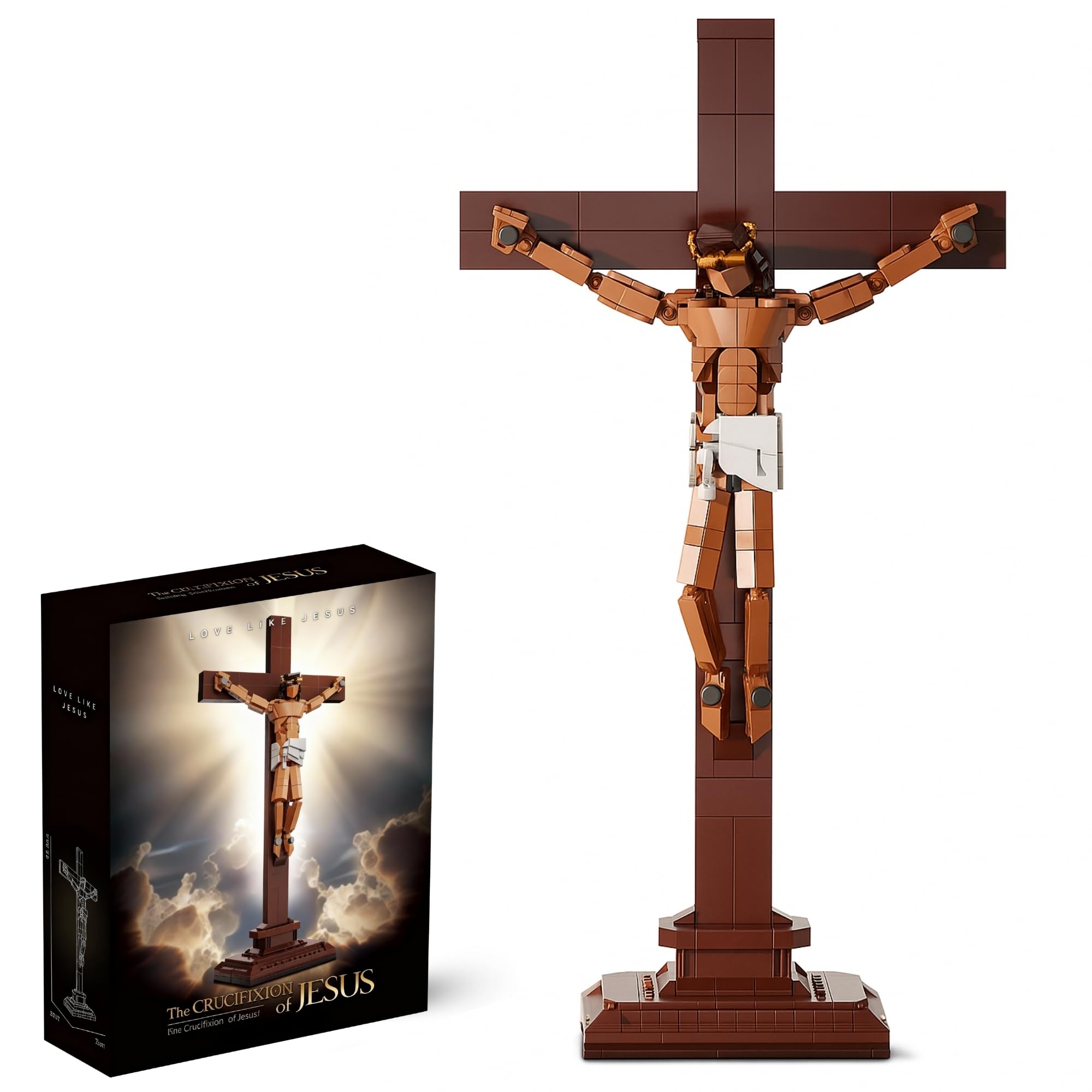 TLOEP Jesus Crucifix Building Set during assembly for mindful reflection