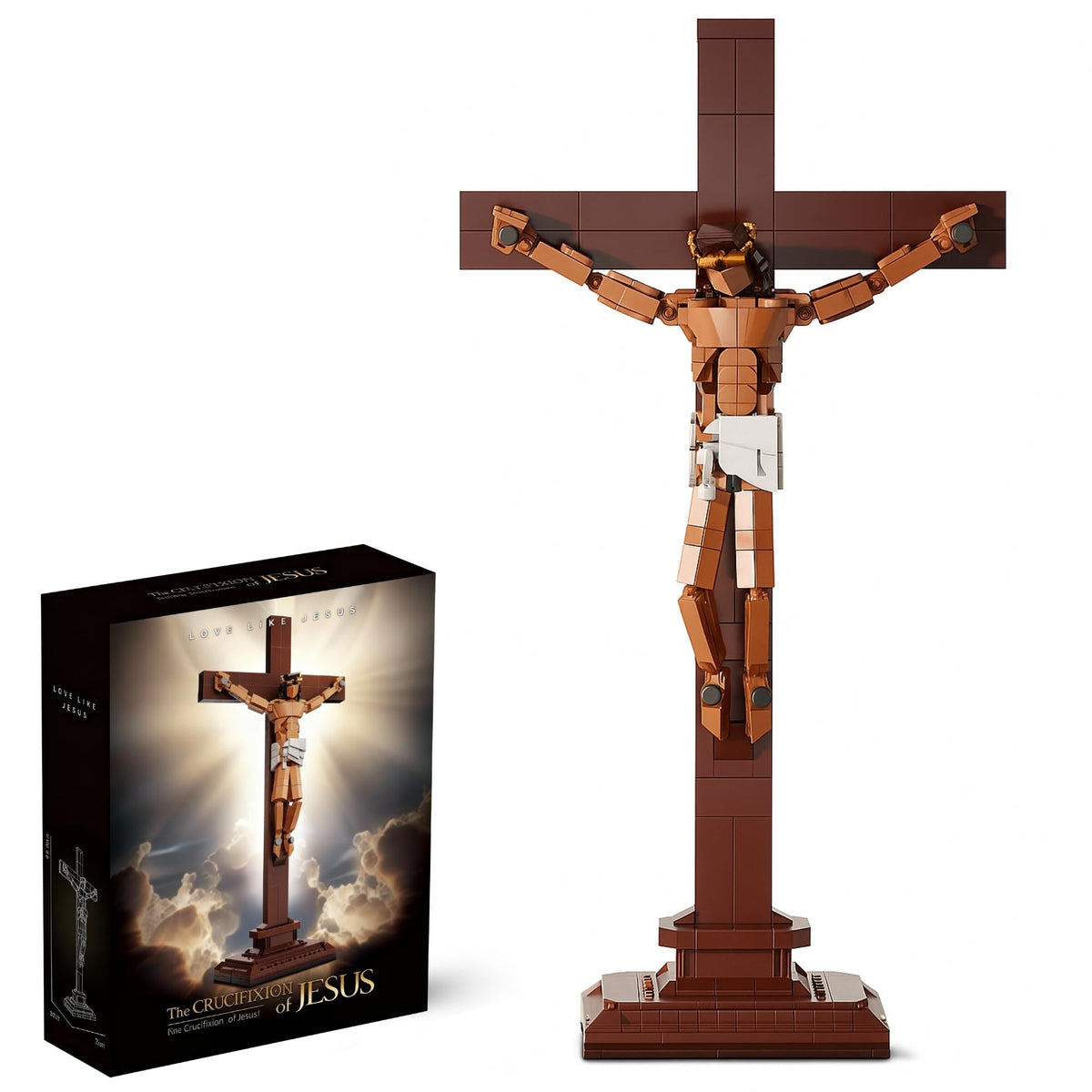 TLOEP Jesus Crucifix Building Set during assembly for mindful reflection
