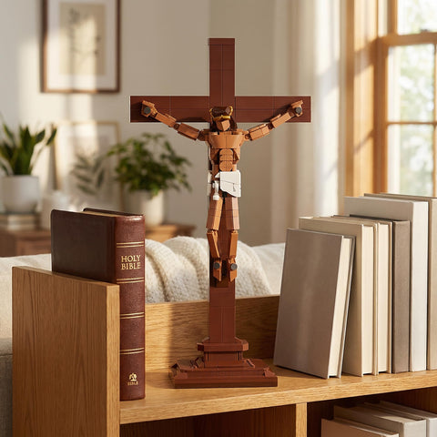 Close-up cross detail of the TLOEP crucifix building set