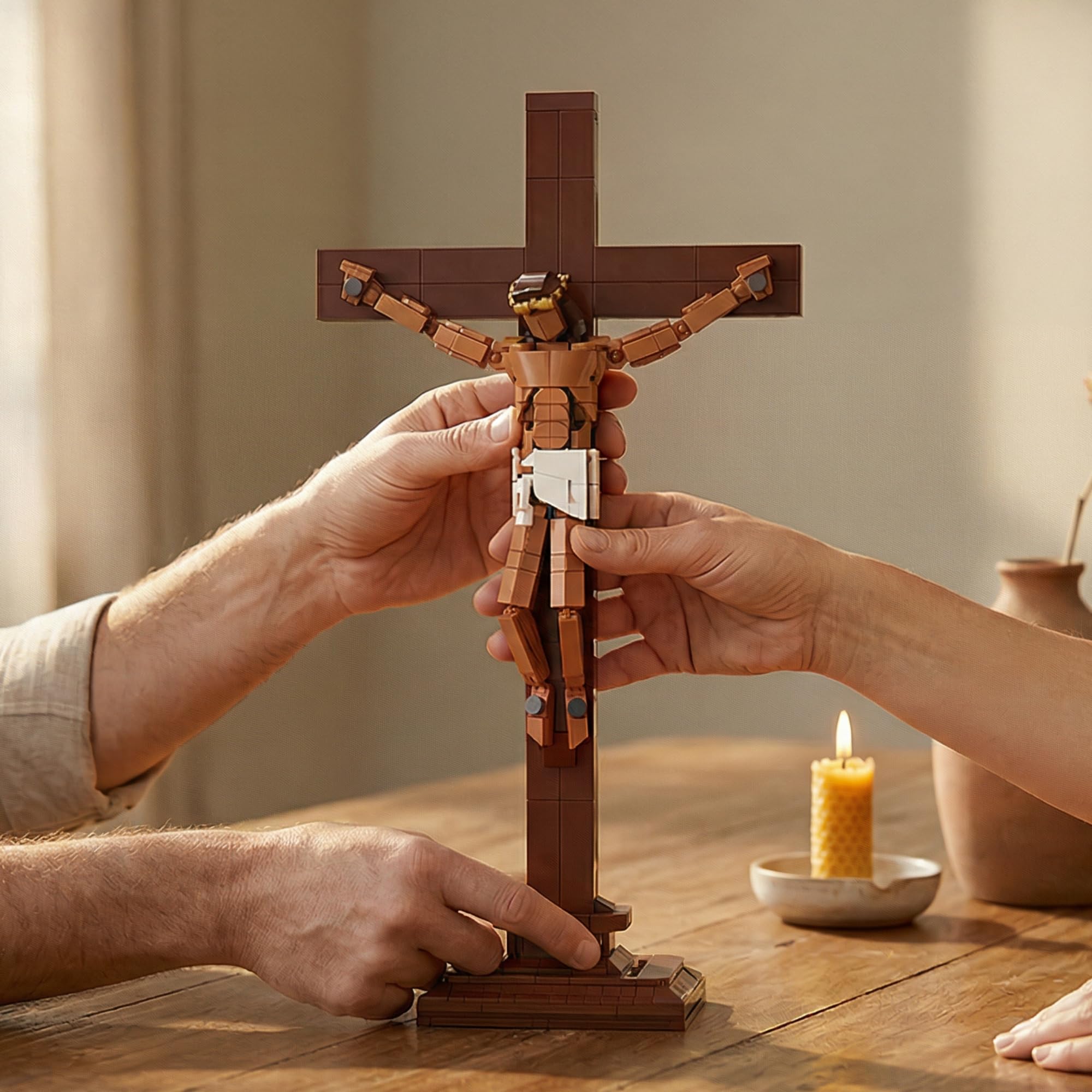 Gift-ready TLOEP crucifix building set for Christian occasions