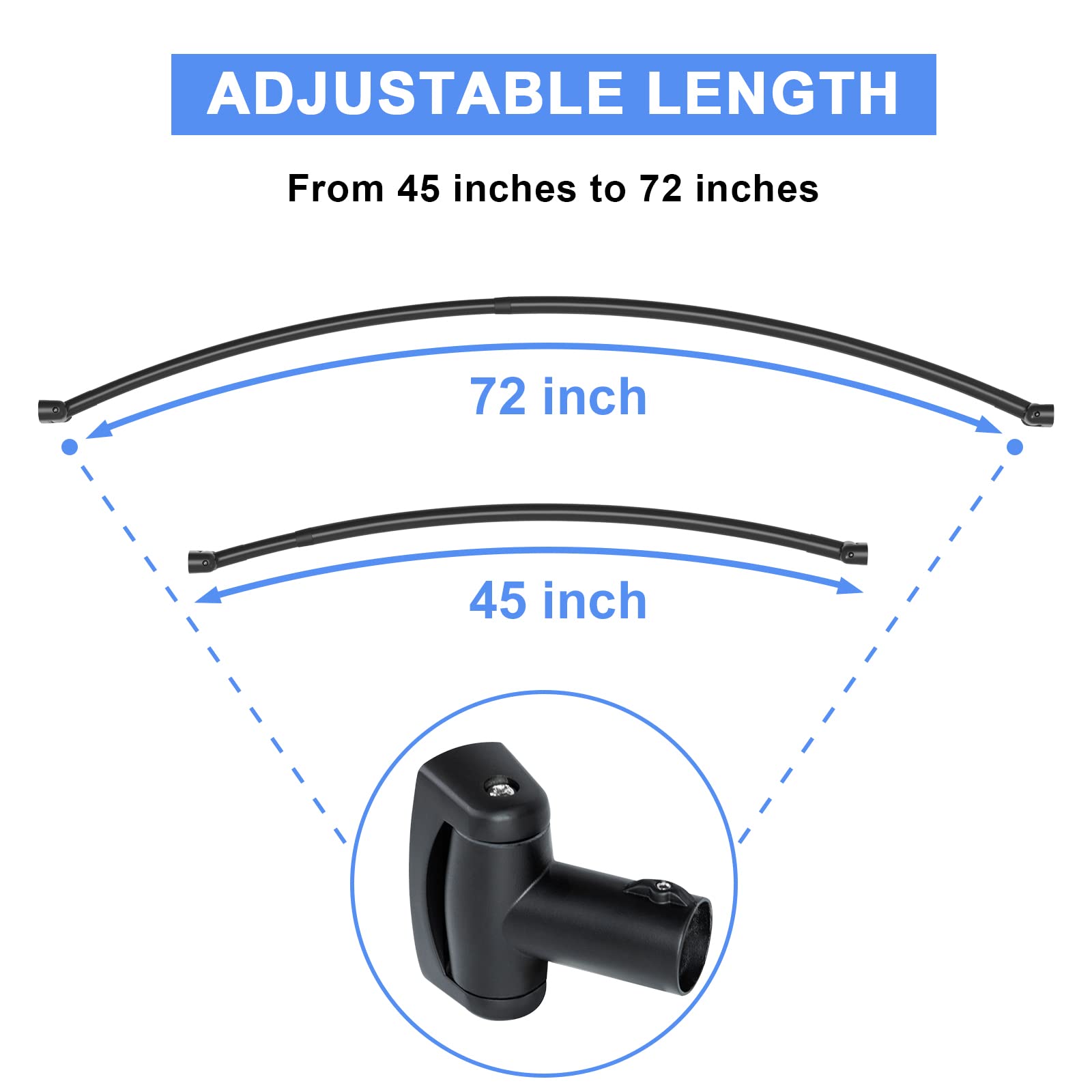 Tlooe curved rod includes drilling for secure wall mounting.