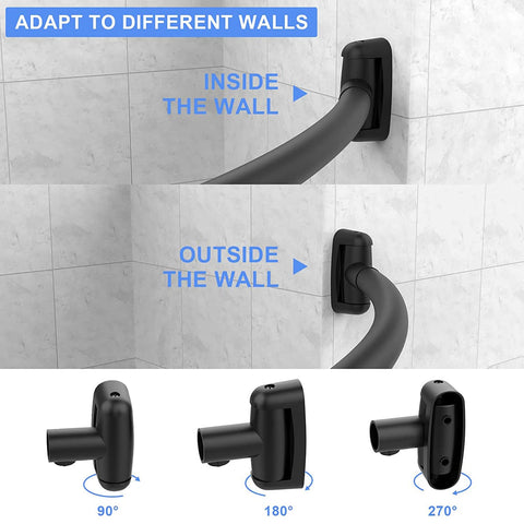 Tlooe curved rod creates a three-dimensional curtain look.