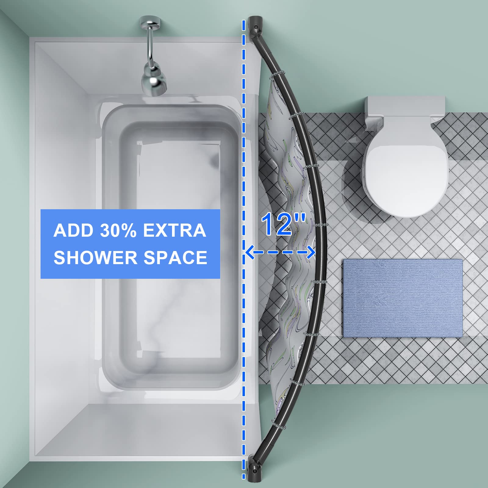 Tlooe curved rod's rustproof finish resists moisture in busy bathrooms.