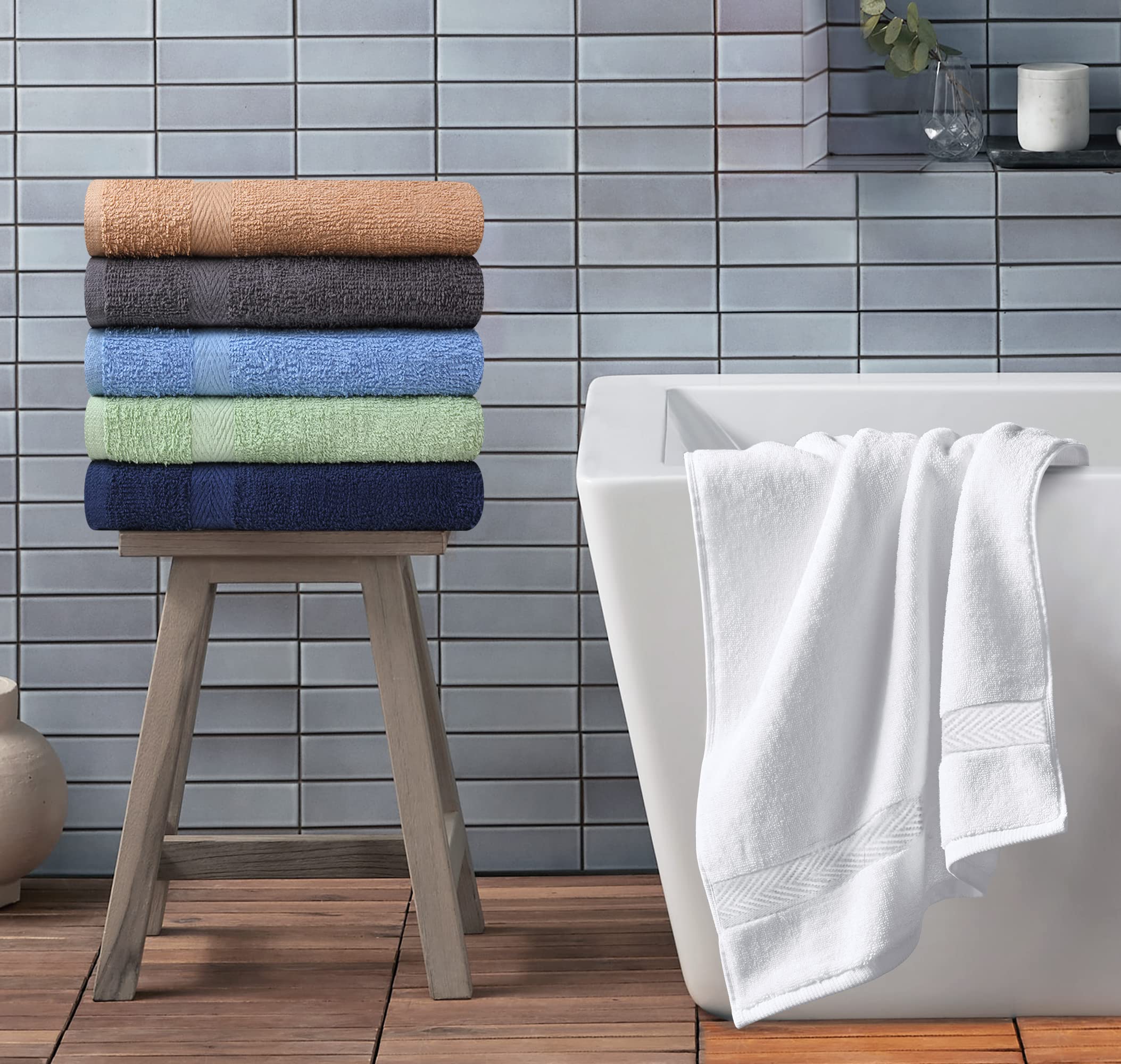 TL Towel and Linen Mart 6-pack Sage Green towels quick drying versatile for bath or gym
