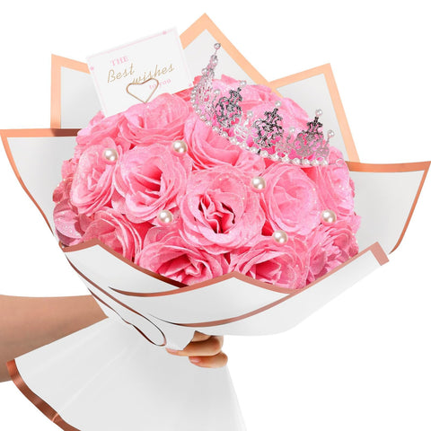 TLY Glitter Roses Bouquet with 24 pink roses, a sparkling centerpiece for celebrations.