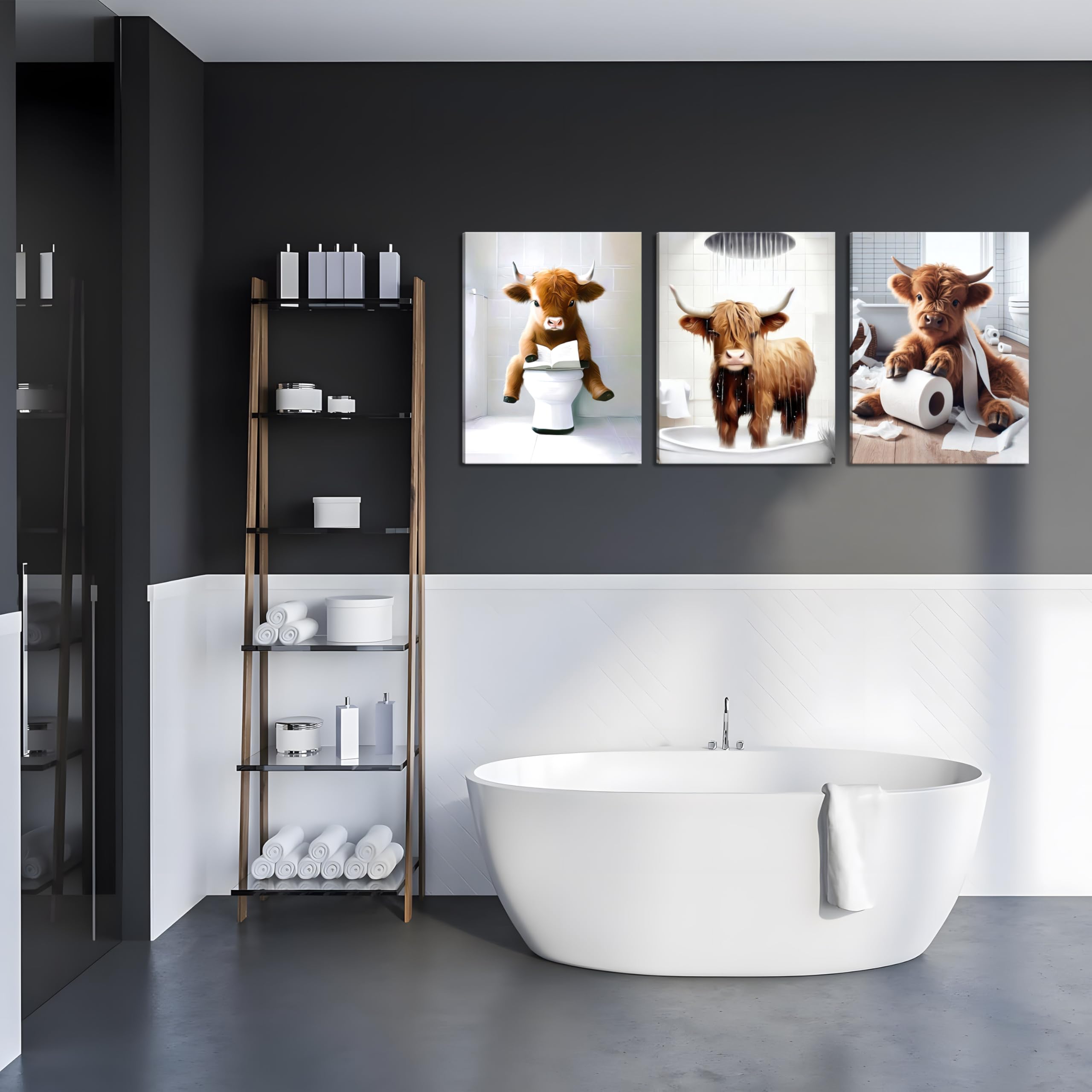 Tmvosn three-piece cow wall art brightens walls with playful charm.