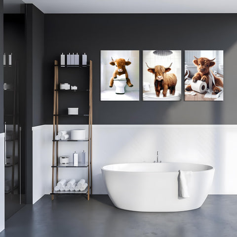 Tmvosn three-piece cow wall art brightens walls with playful charm.