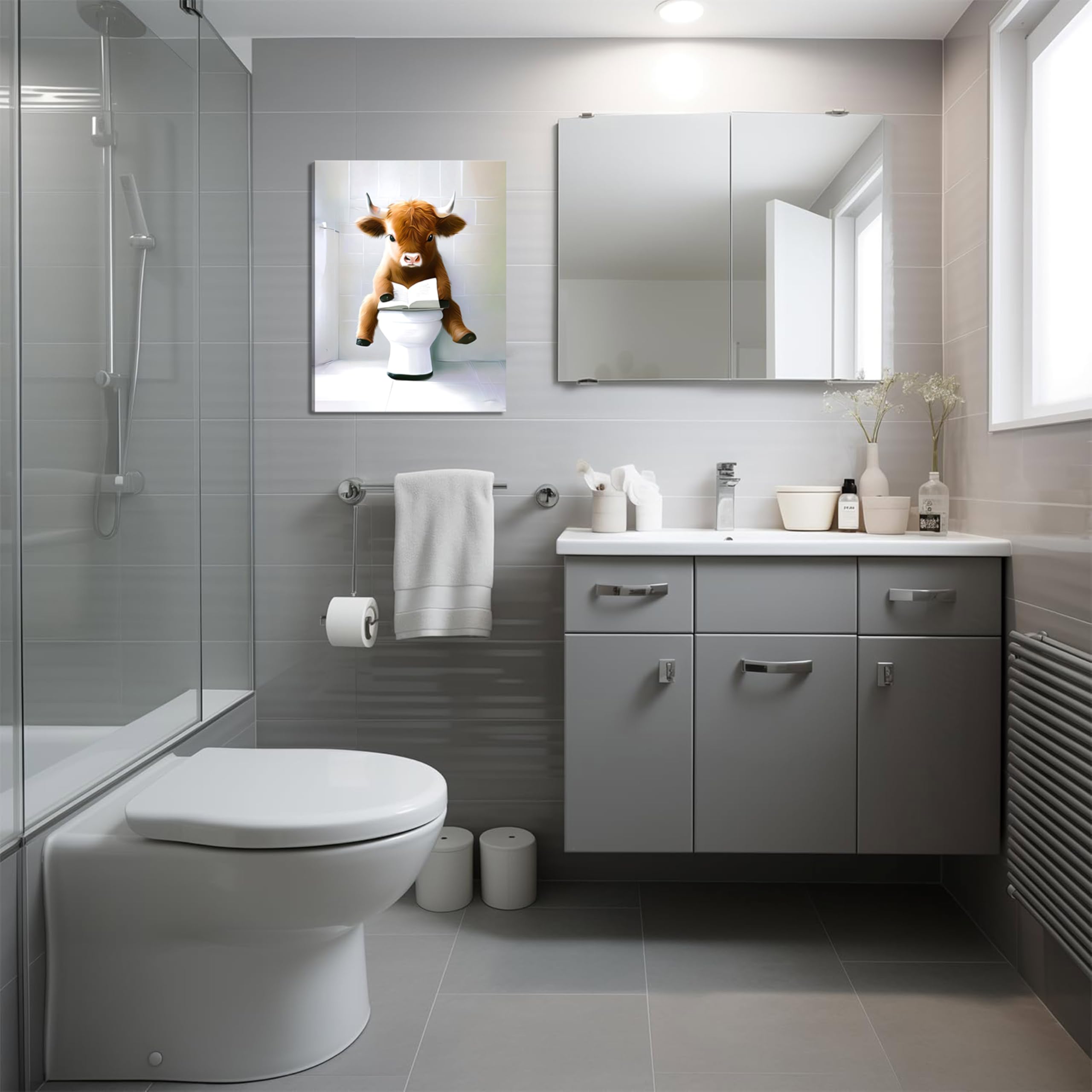 Tmvosn rustic cow posters create cozy country decor for restrooms and living spaces.