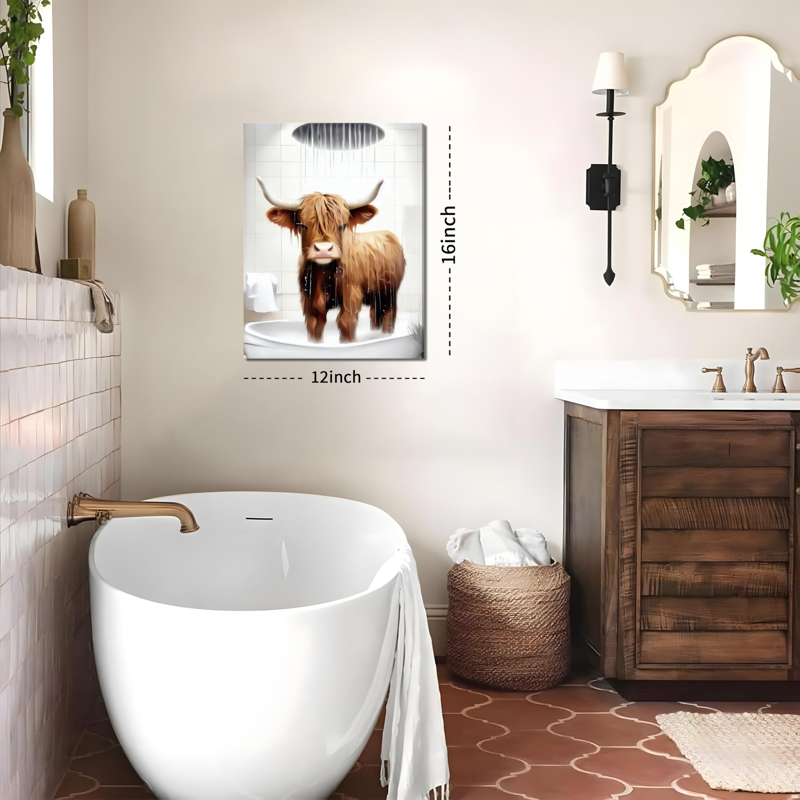 Tmvosn brown cute cow canvas prints brighten walls with charming farmhouse vibes.