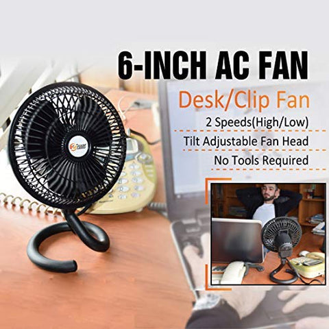 TN TONNY clip-on fan features a 6-foot power cord for reach