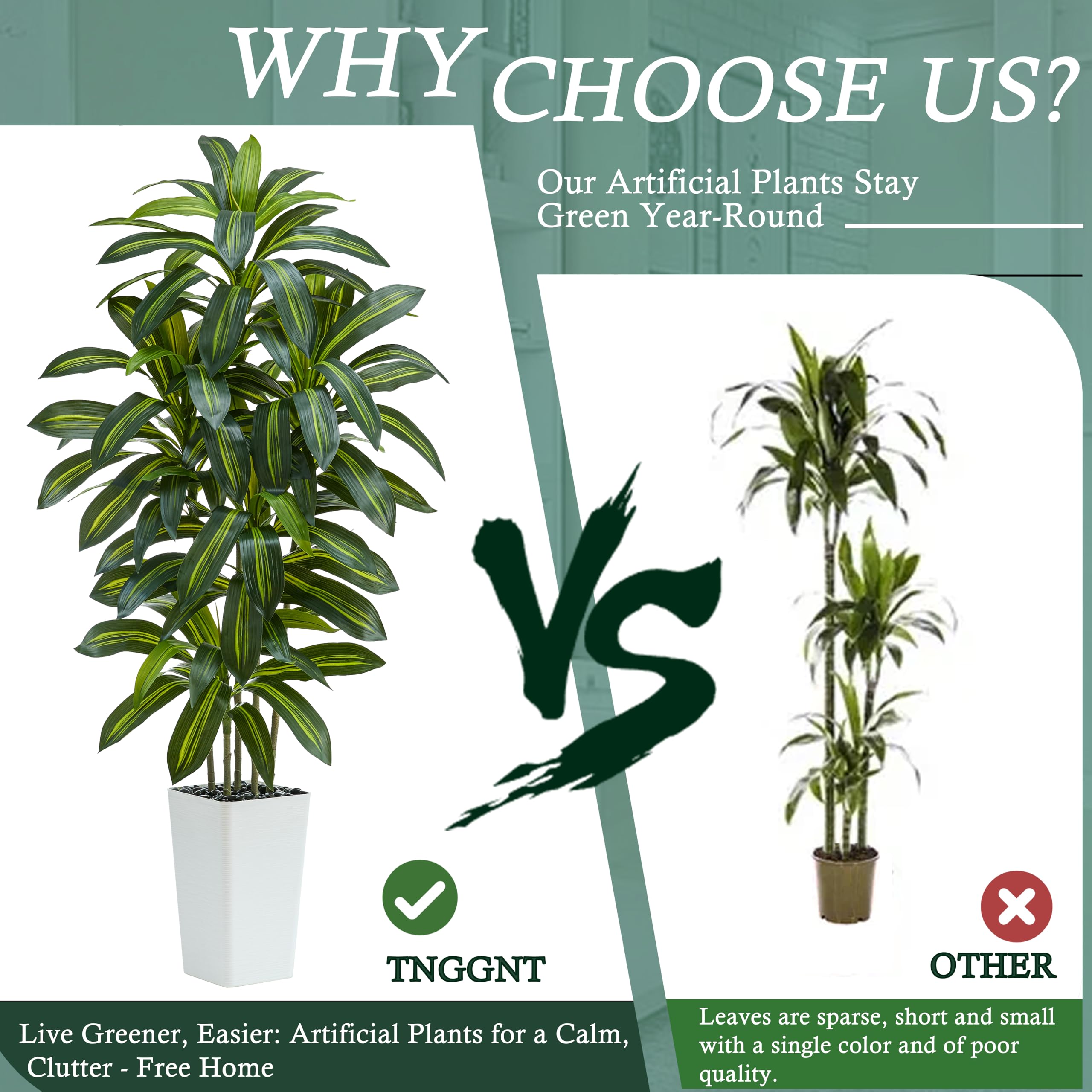 TNGGNT UV-resistant materials keep foliage vibrant indoors or outdoors.