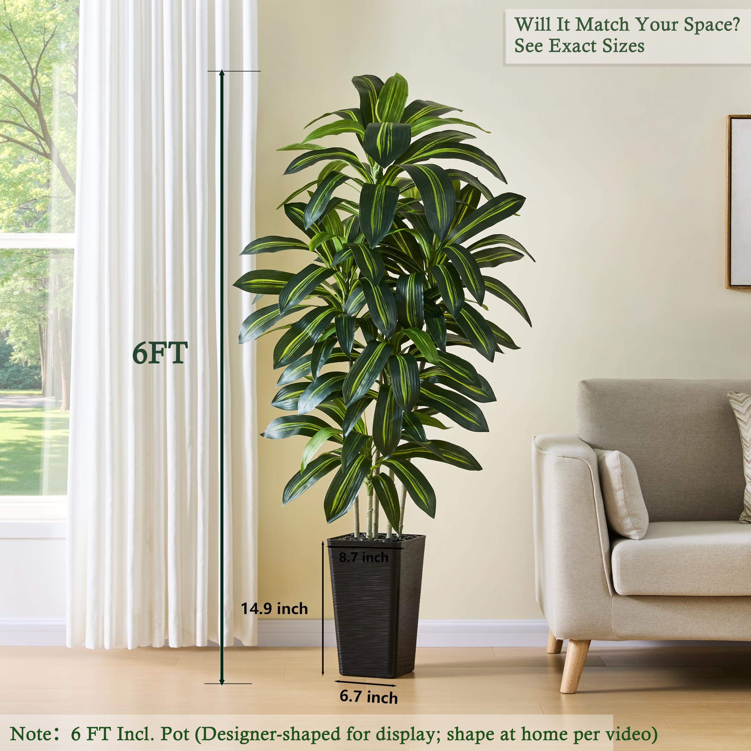 TNGGNT UV-resistant dracaena tree resists fading outdoors