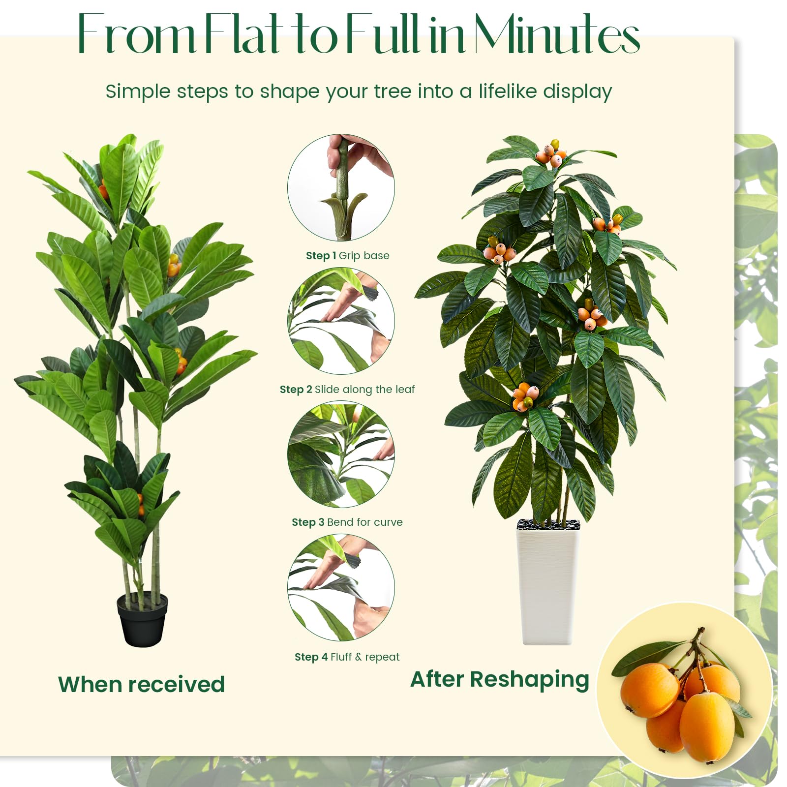 Thickened matte white planter keeps the TNGGNT tree sturdy and stable.