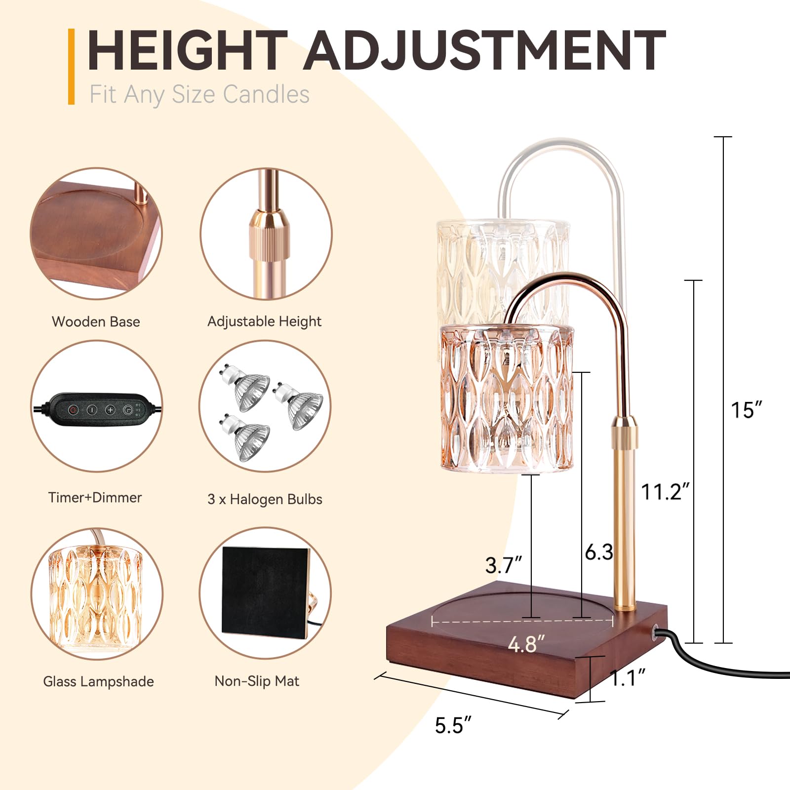TOACSUCP adjustable-height lamp for large jars with even melting
