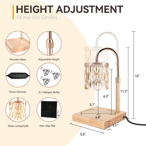 TOACSUCP candle warmer lamp adjustable height enables fitting candles of all sizes.