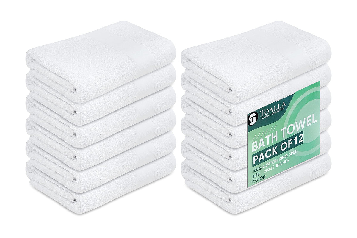 TOALLA 12-pack white towels display hotel-quality softness for daily use.