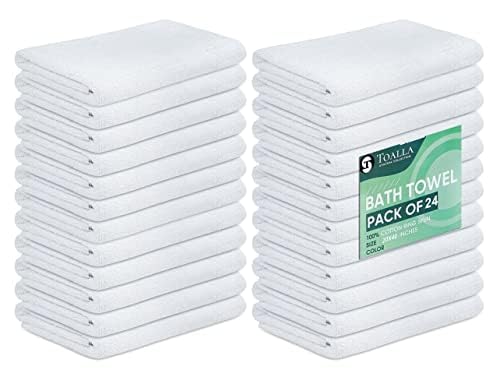 TOALLA bath towel set 24-pack white 20x40 inches, plush hotel-like softness for daily use.