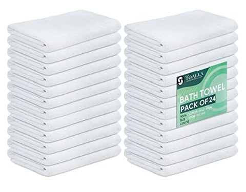 TOALLA bath towel set 24-pack white 20x40 inches, plush hotel-like softness for daily use.