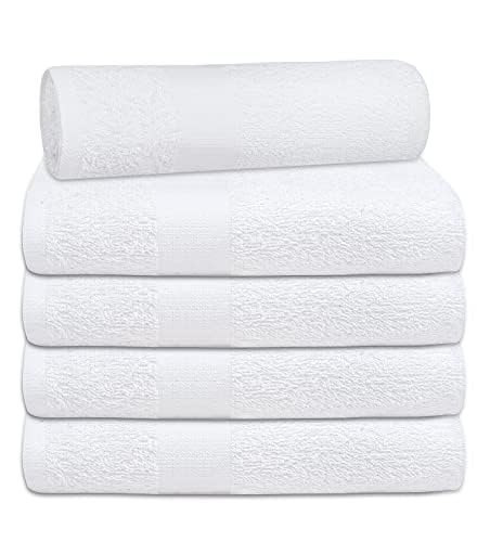 TOALLA folded towels white 20x40 ready for hotel or spa setup.