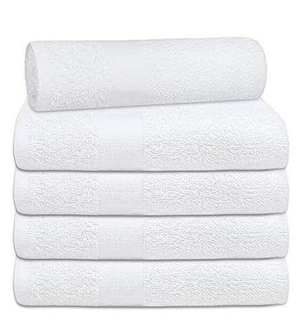 TOALLA folded towels white 20x40 ready for hotel or spa setup.