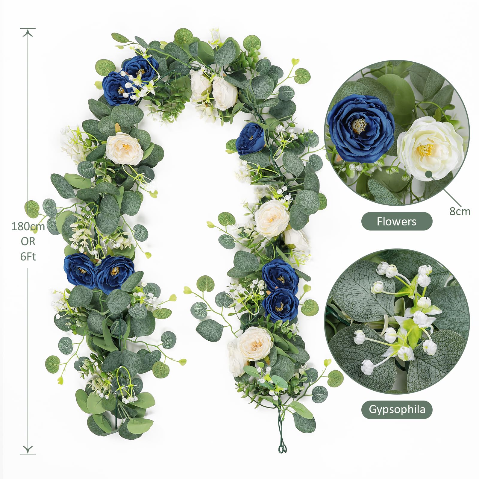 TOCHGREEN dense eucalyptus leaves garland natural greenery