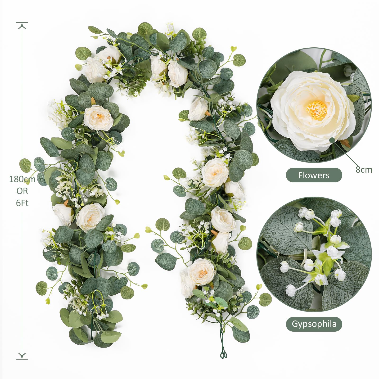 TOCHGREEN wedding arch garland demonstrates versatile decor for arches and tables