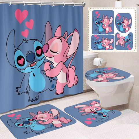 TOCKFIT Cute Sitch shower curtain with vivid HD print adds playful style and quick-dry practicality.