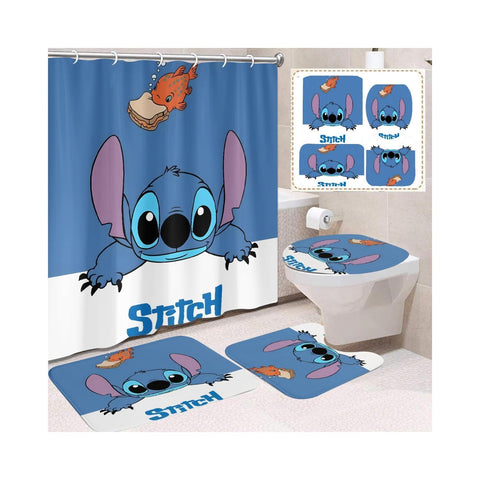 TOCKFIT Stitch 001 shower curtain with a waterproof finish and vivid print for a bathroom upgrade.