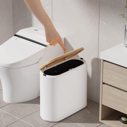 TODAYGO slim 10L wastebasket designed for narrow corners.