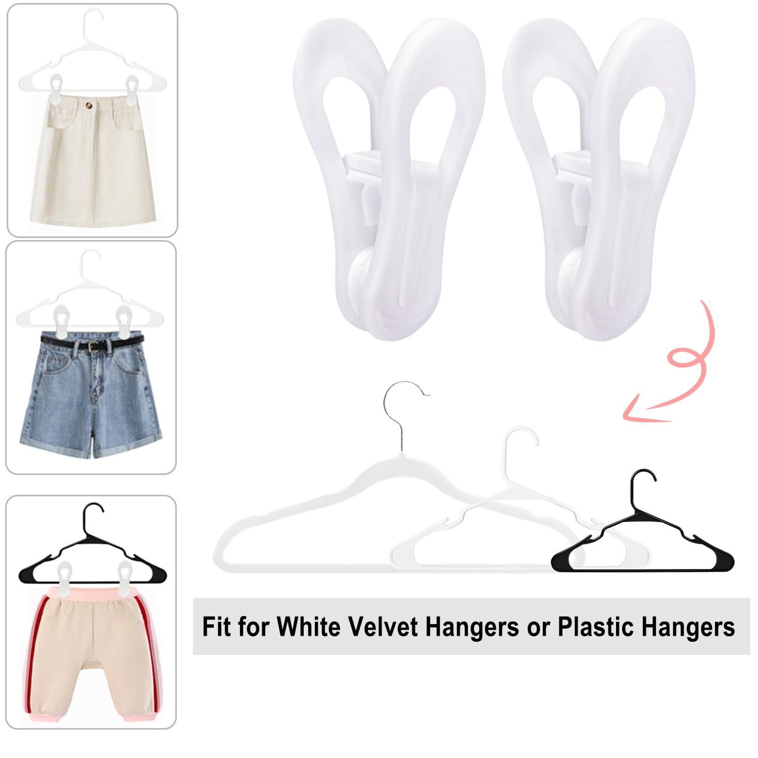 TOFIIGREM clips on round plastic hangers demonstrate secure grip.