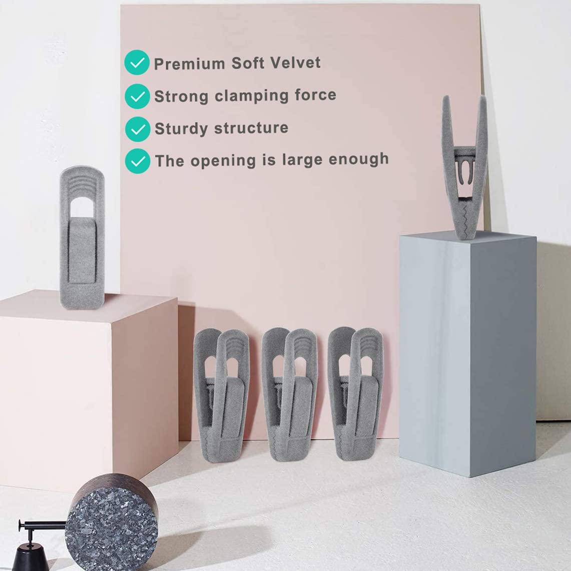 TOFIIGREM durable ABS and velvet clips resist deformation and rust.