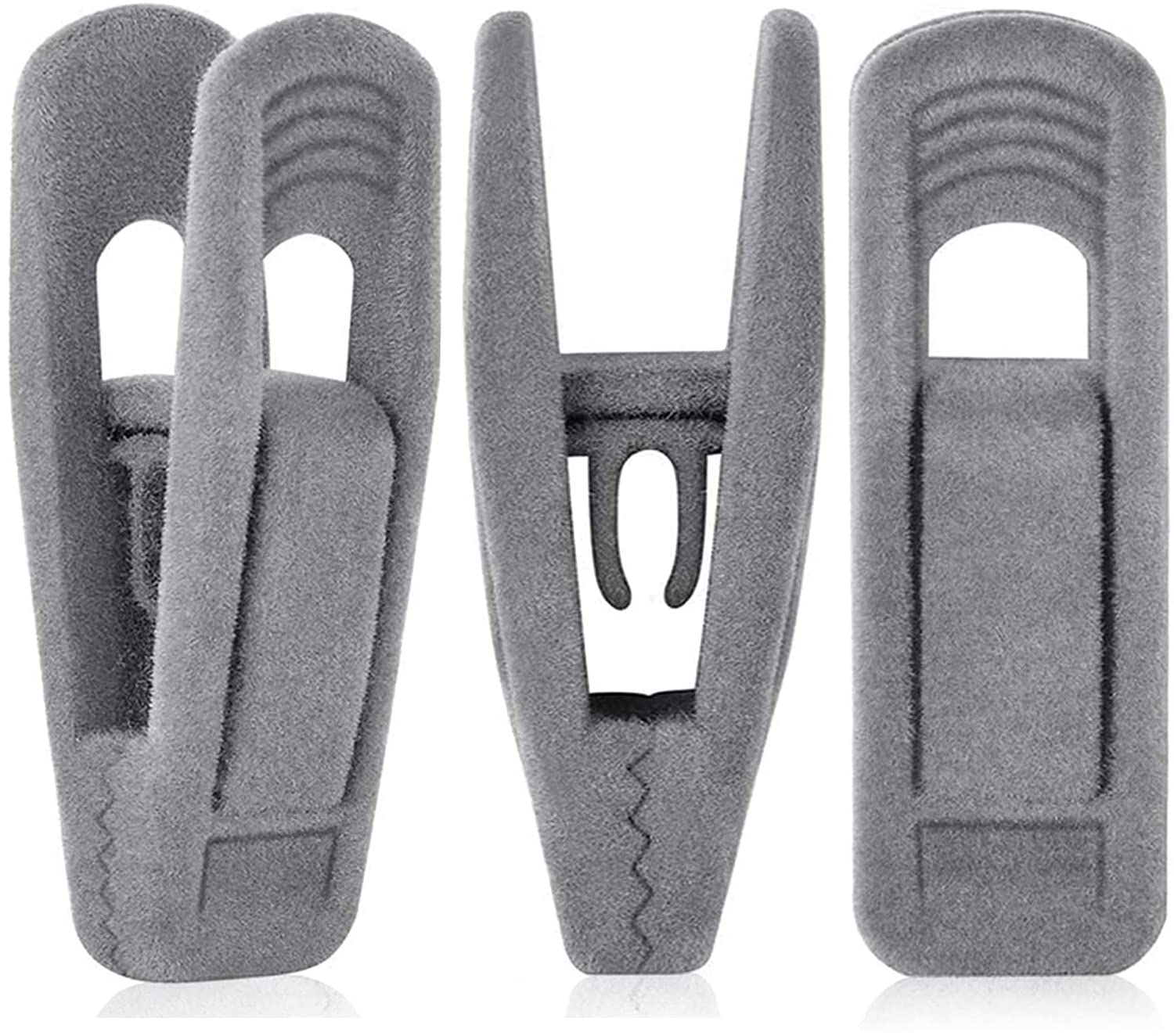 TOFIIGREM grey hanger clips on velvet hangers provide secure non-slip grip.