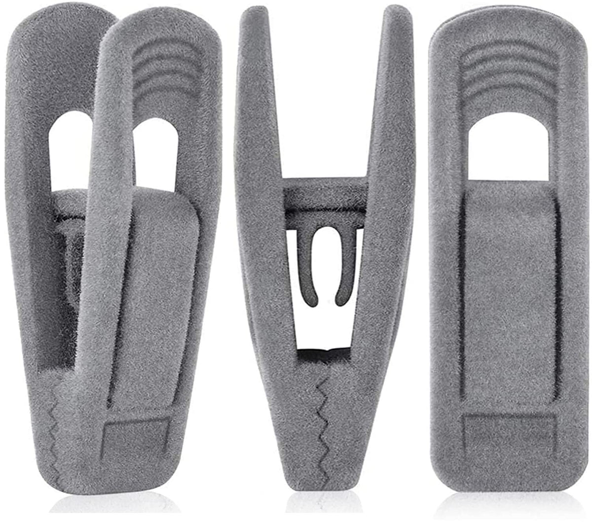 TOFIIGREM grey hanger clips on velvet hangers provide secure non-slip grip.