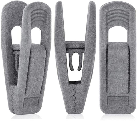 TOFIIGREM grey hanger clips on velvet hangers provide secure non-slip grip.