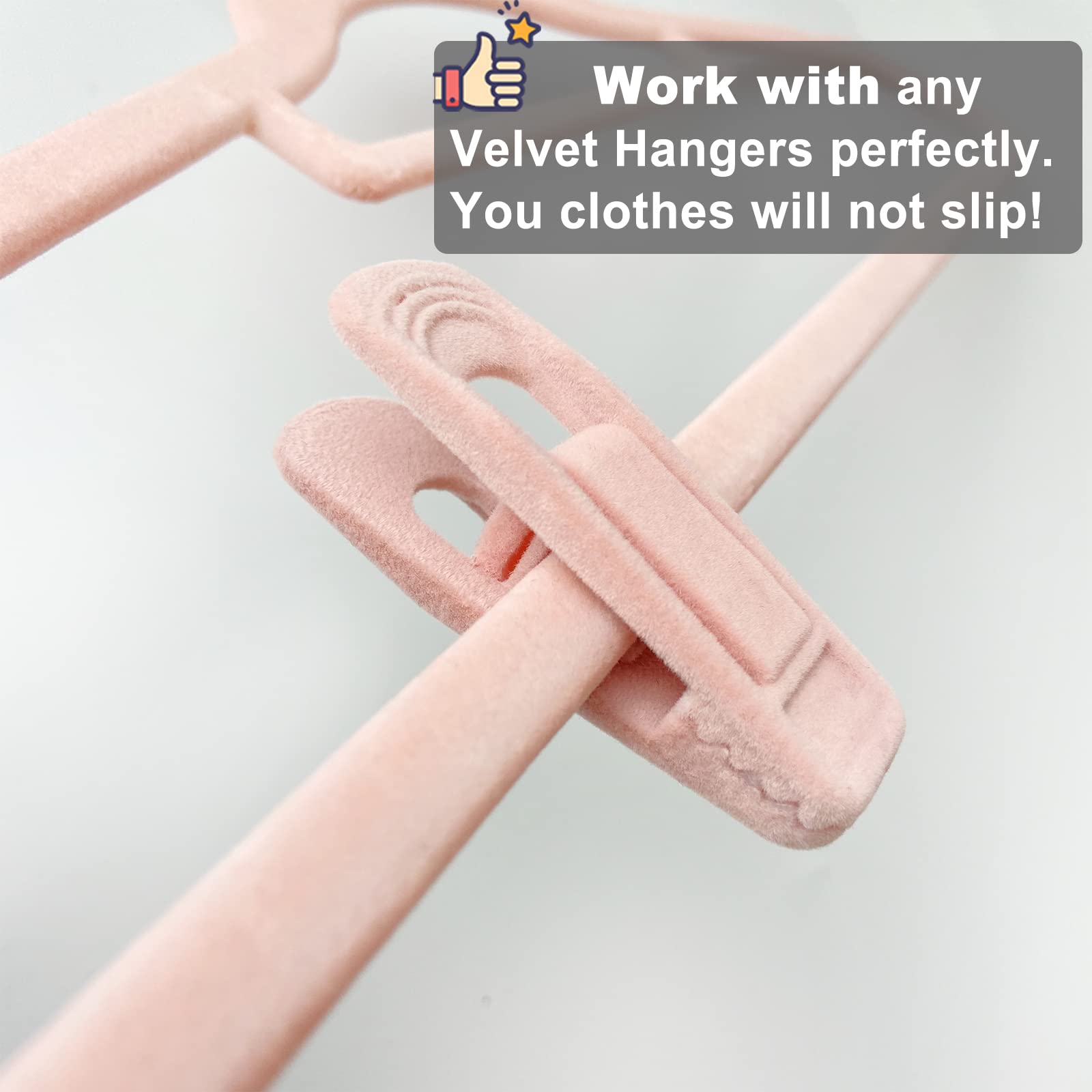 TOFIIGREM clips on velvet hanger on wardrobe display secure clothing