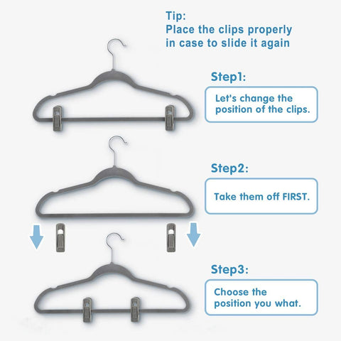 TOFIIGREM strong clip grips prevent clothes from slipping on velvet hangers.