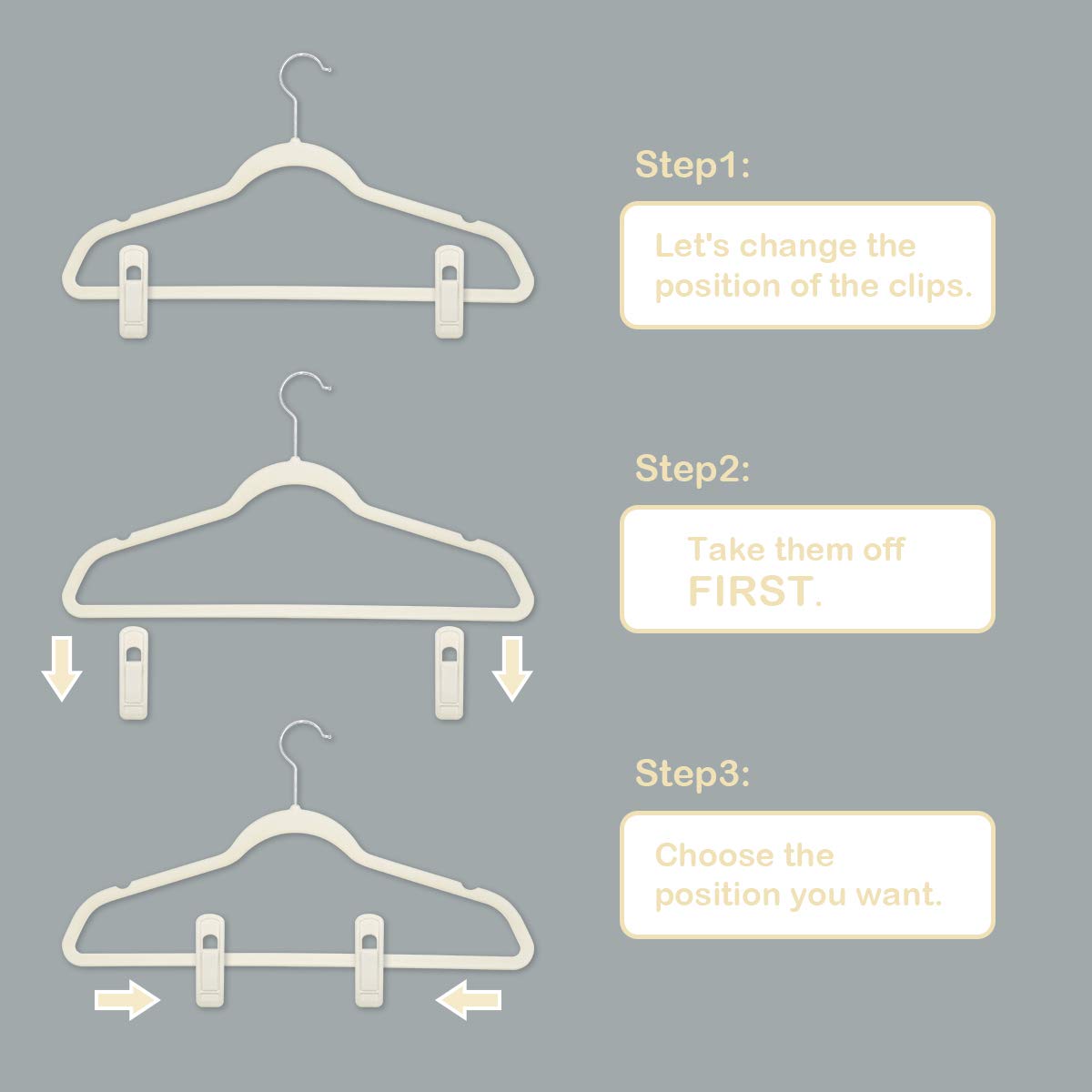 TOFIIGREM strong grip clip prevents slippage during daily wardrobe use.