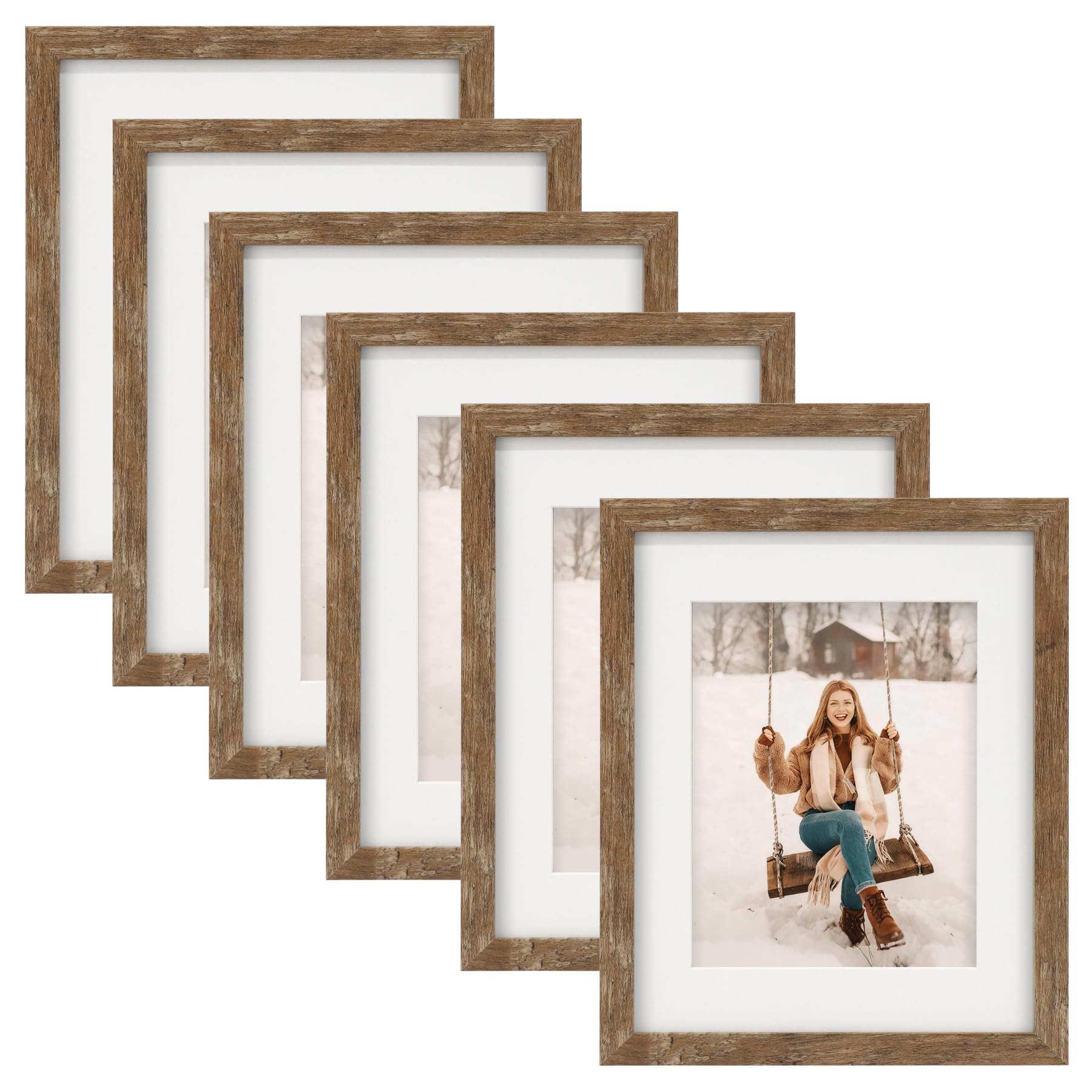 TOFOREVO 8x10 frame set in rustic woodgrain for gallery wall display.