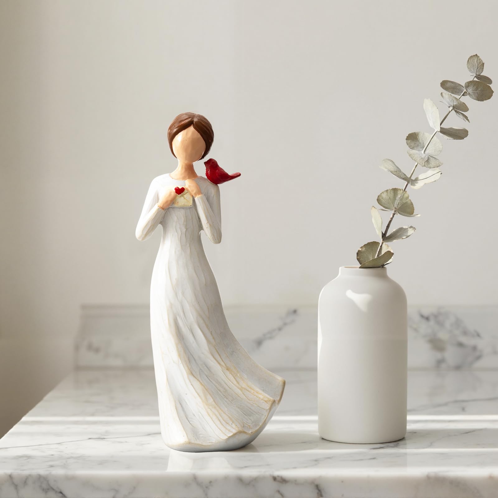 TOHLUCS hand-painted angel texture mimicking carved wood for warm decor