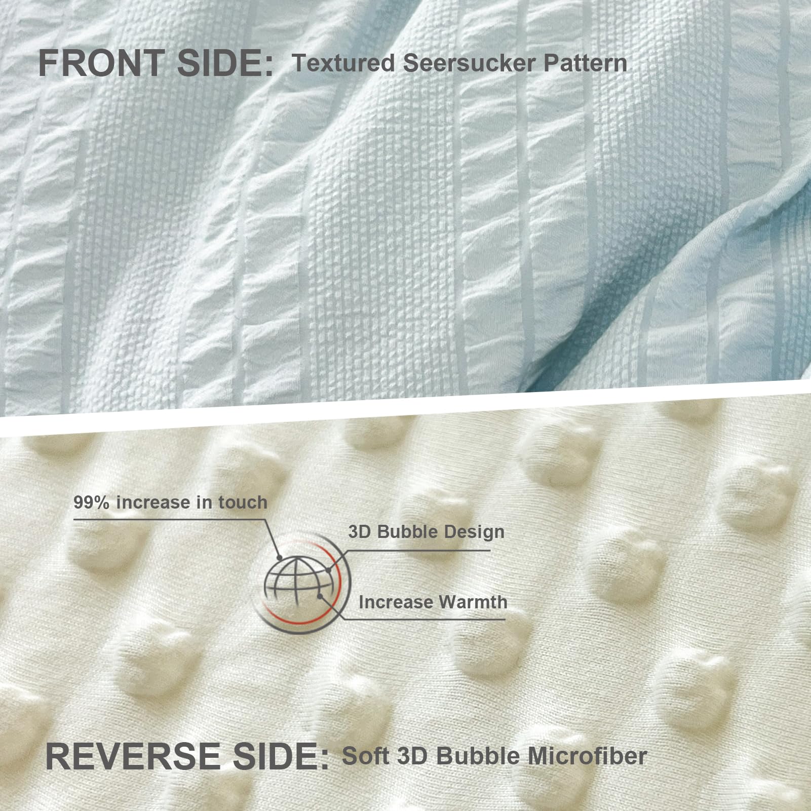 Tohrisa comforter reverse side with 3D knitted bean texture for versatile styling