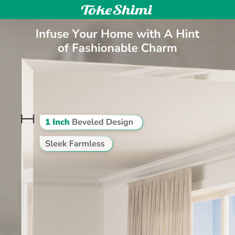 TokeShimi bevel edge mirror includes a French cleat for secure installation.
