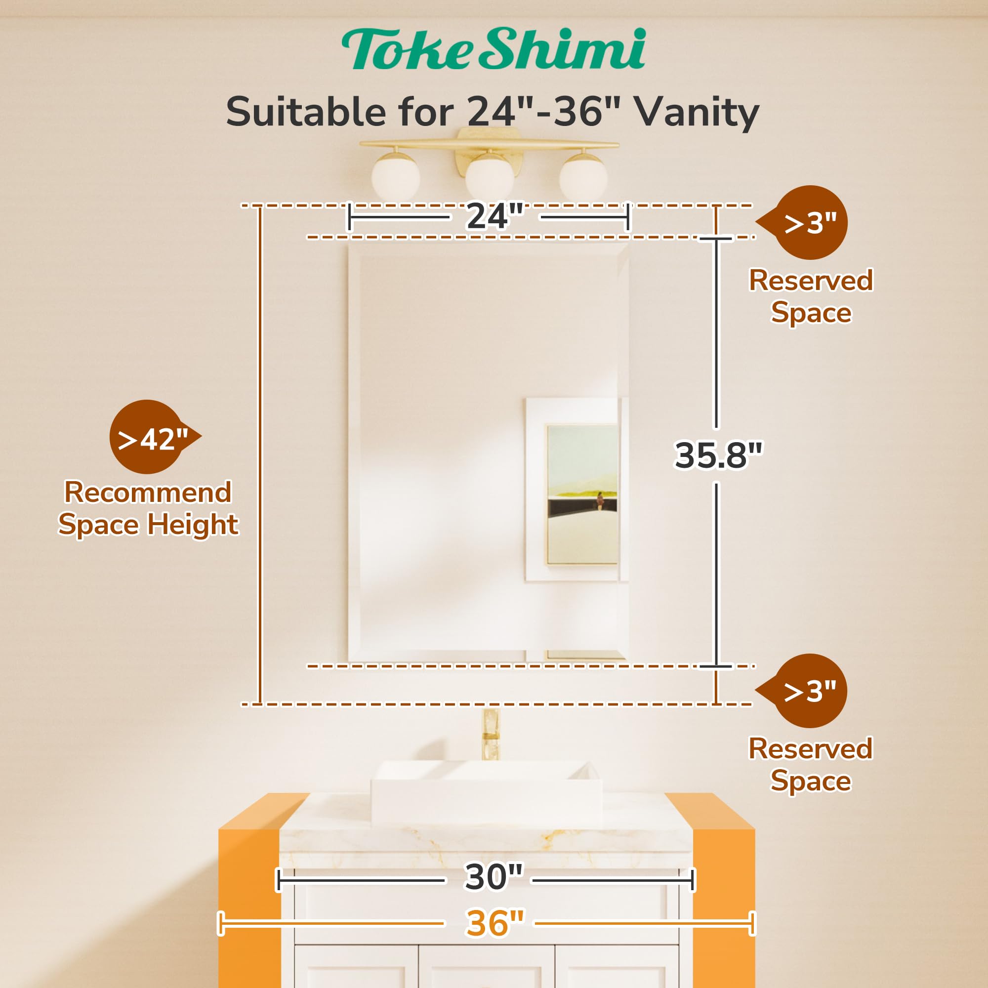 TokeShimi modern rectangle mirror suits entryways and bathrooms with style.