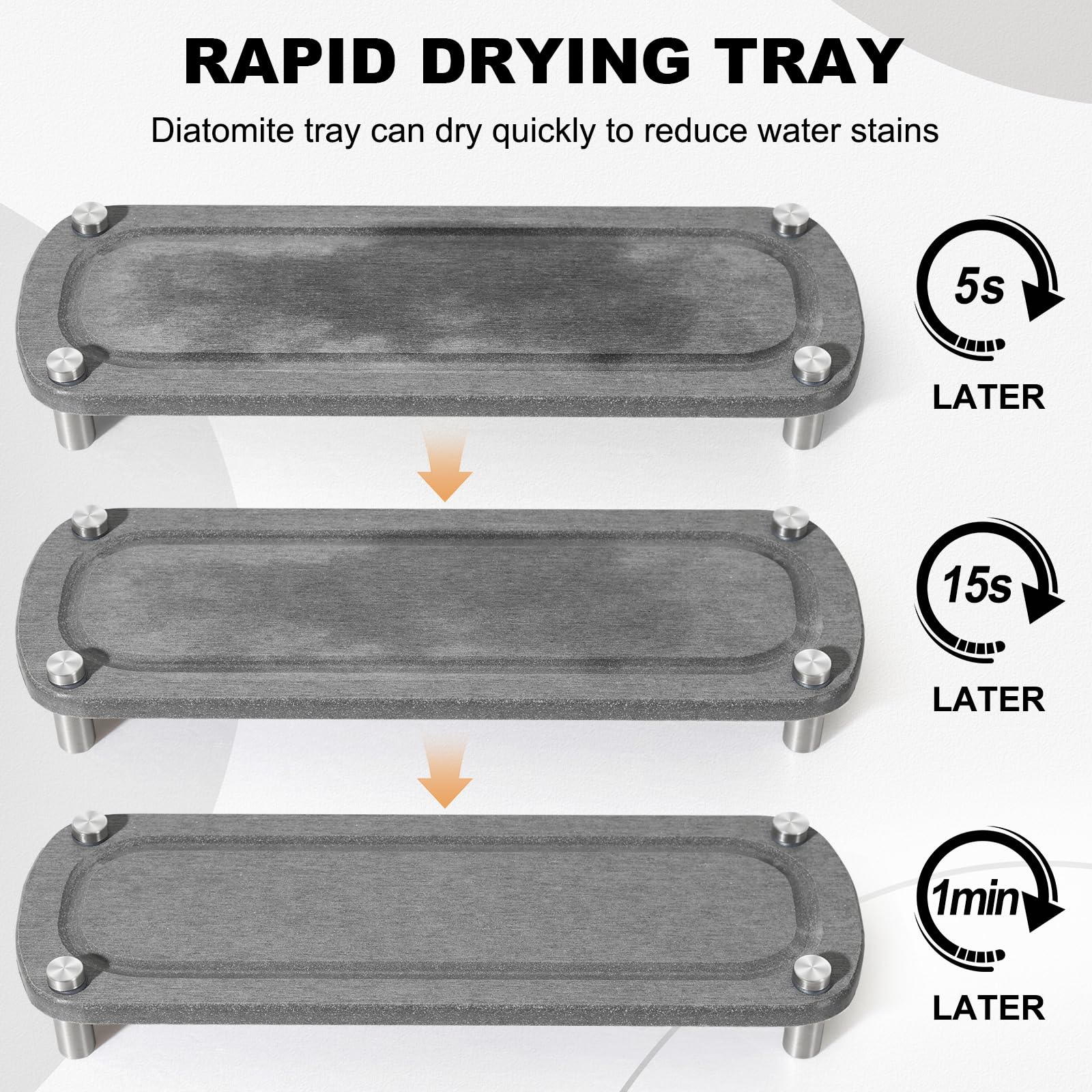 TOLDATLI instant dry tray captures moisture, keeps counters dry.