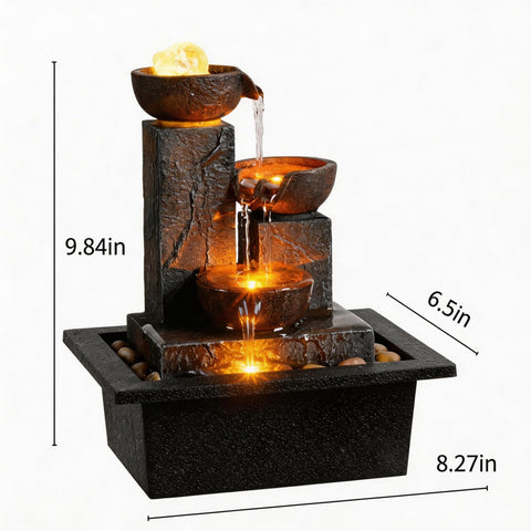 Tolevoit tabletop waterfall with LED light for calm room ambiance.