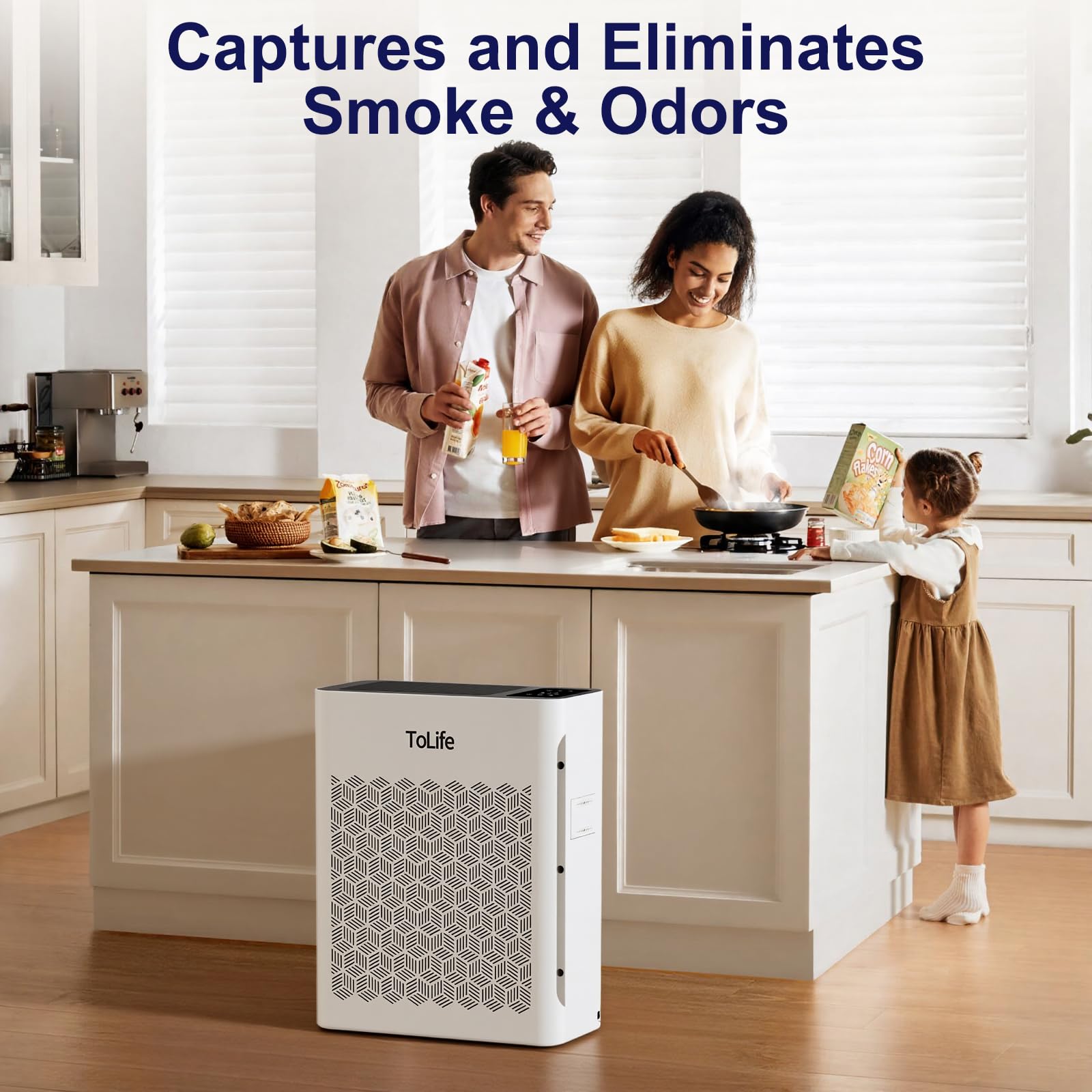 ToLife purifier timer settings display showing 2, 4, 6, 8 hours.