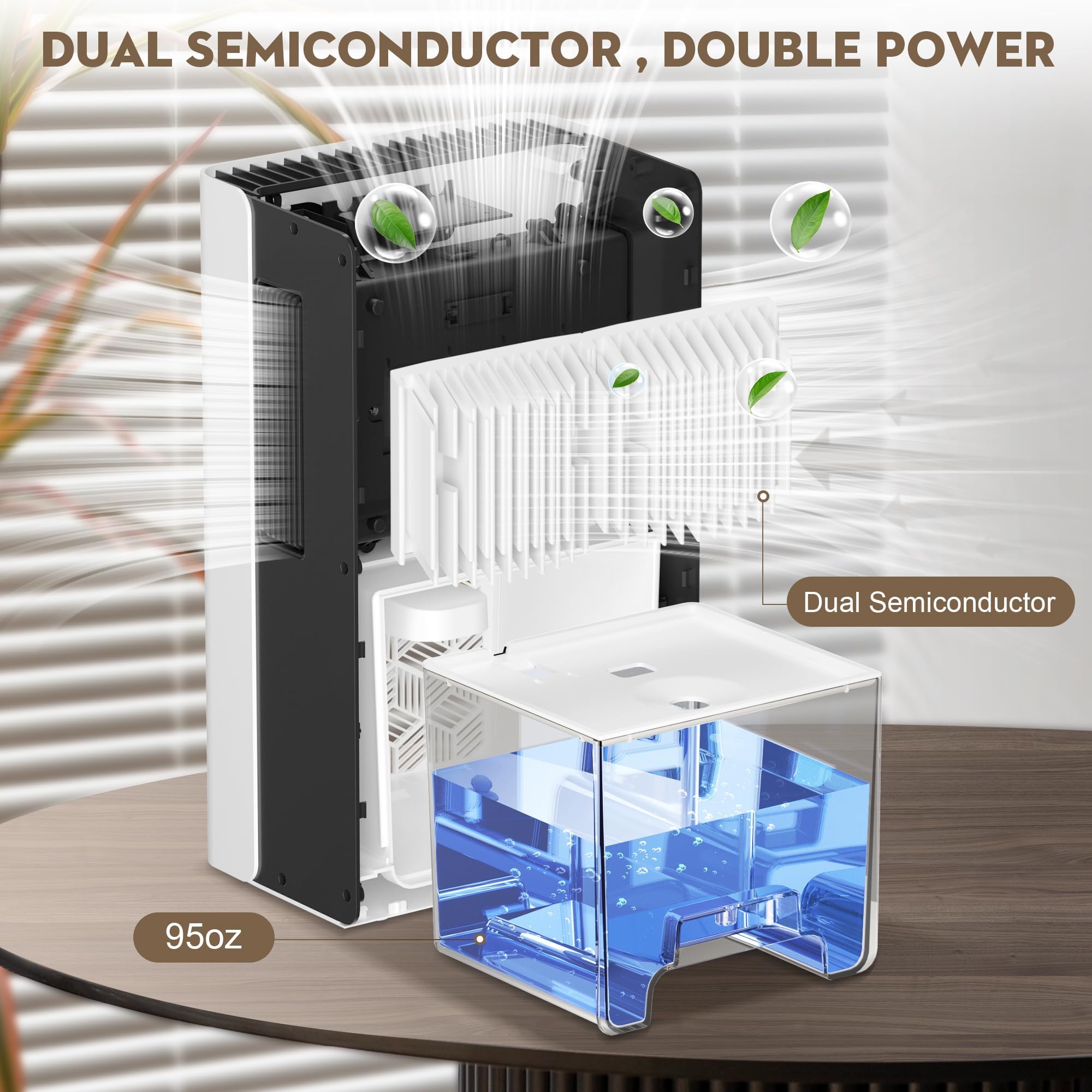 ToLife dehumidifier LED-light display glowing with ambiance options.