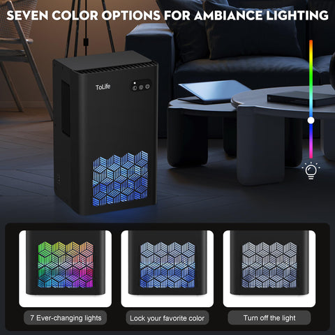 ToLife dehumidifier portable design with handles moves easily to closets and basements.
