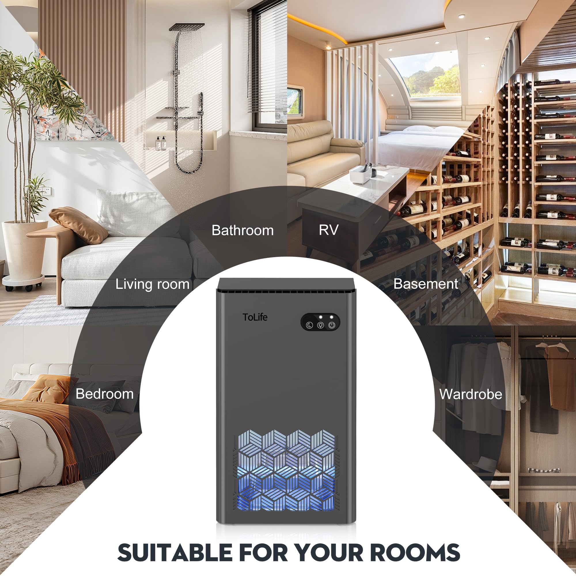 ToLife dehumidifier seven color modes offer soft lighting with practical night use.